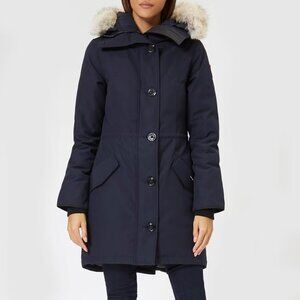 Canada Goose Rossclair Fur Trim Down Parka - Admiral Blue - Size S